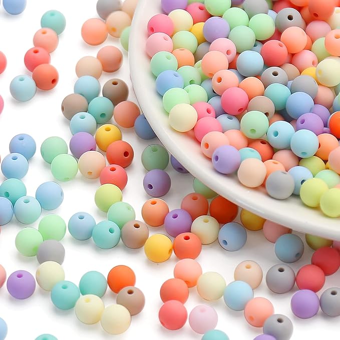 bonny boxx 500pcs 8mm matte mix colors acrylic round beads, frosted plastic resin bubblegum balls chunky gumball beads for necklace and bracelet making, crafting supplies