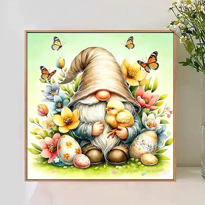 Mandun Easter Paint by Numbers for Adult, Gnome Paint by Numbers Kit for Adults Beginners, DIY Acrylic Painting on Canvas for Home Wall Art Decor Gift 16x20Inch