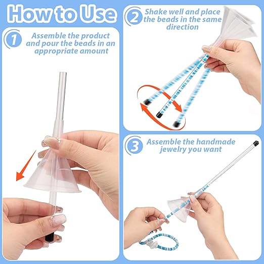 Beading Funnel, Beading Tools Kit for Clay Bead, 2 Pcs Clay Beading Tool Set for Jewelry Making Clay Beads Bracelets and Nacklaces Making,Beading Needles,Clip