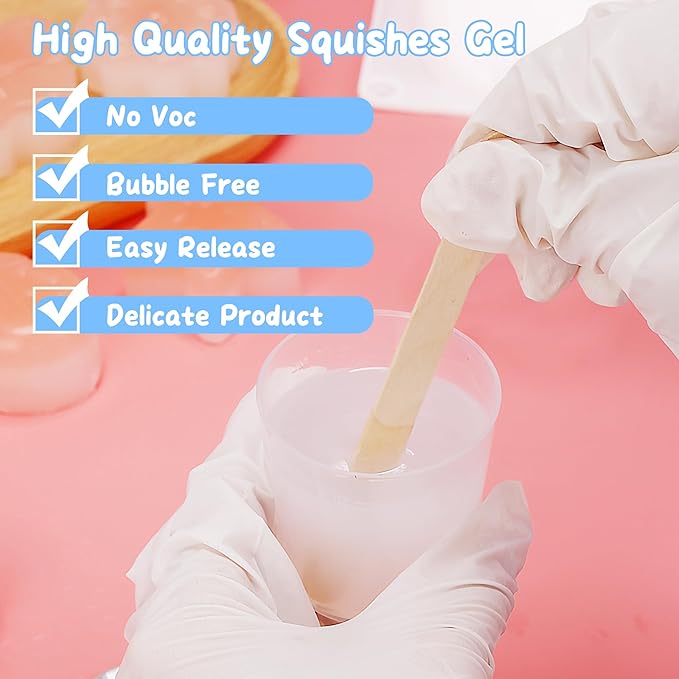 36oz Silicone Squishes Gel for Taba Squishes, Liquid Silicone Gel, Fast Cure 1:1 Ab Ratio Mix, Flex Rubber for Squishes Making, Beginner Squishes Makers, DIY Stress Relief Gift
