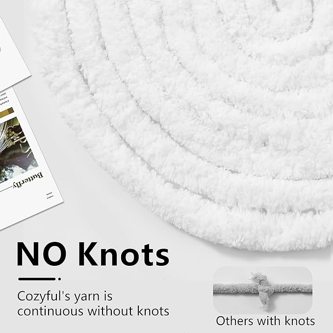 Chunky Yarn for Hand Knitting - #10 Chunky Chenille Yarn, Jumbo Big Thick Chunky Yarns for Crocheting, Super Bulky Chunky Knit Blanket Yarns, 8 Skein (25 yds 8 oz Each Skein), Pure White