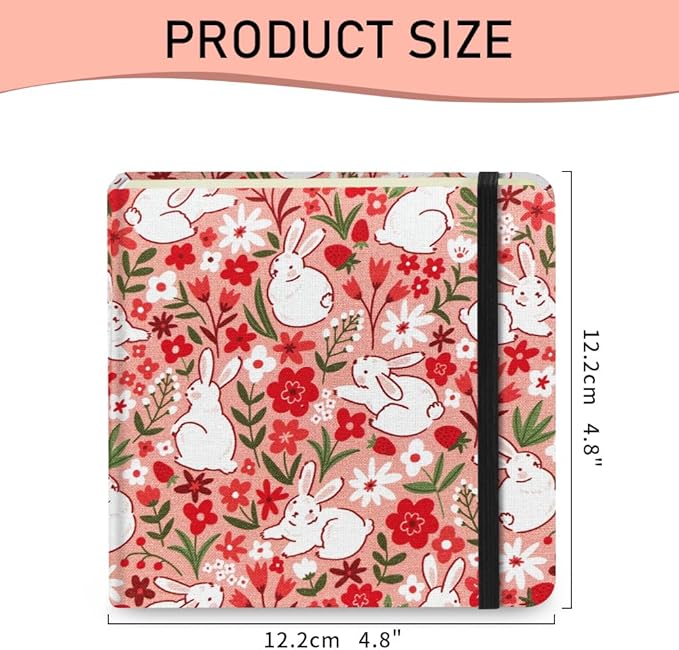 Mifuner 4.8x4.8in 80gsm Mini Notebooks Art Blank Pages Sketchbooks Travel Journal Pocket Hardcover Paint Writing Notebook Blank Diary Memo Planner Sketchbook Fabric Cover.Pink Rabbit