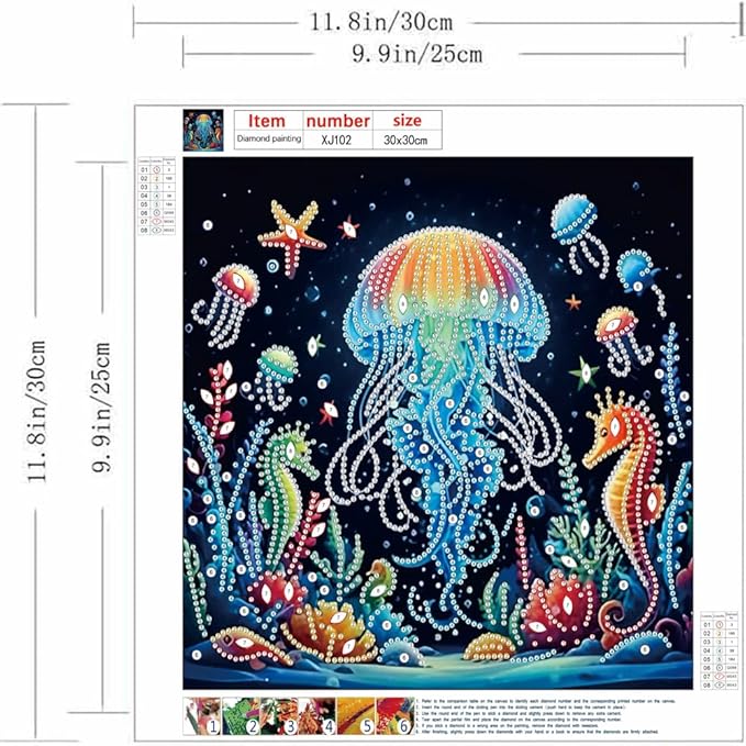ZQEATRY Jellyfish Special Shape Diamond Art Kits for Adults,5D Diamond Painting Kits for Adults Beginner,DIY Diamond Dots Art Crystal Rhinestones Painting Kits for Home Wall Decor 11.8 X 11.8inch