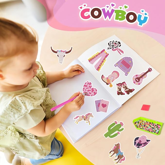 Labeol Diamond Art Kits for Kids Boys and Girls Ages 6-8-10-12 Easy to DIY Creative Diamond Art Sticker Craft by Numbers Kits for Kids and Adult Beginners (Excavator)