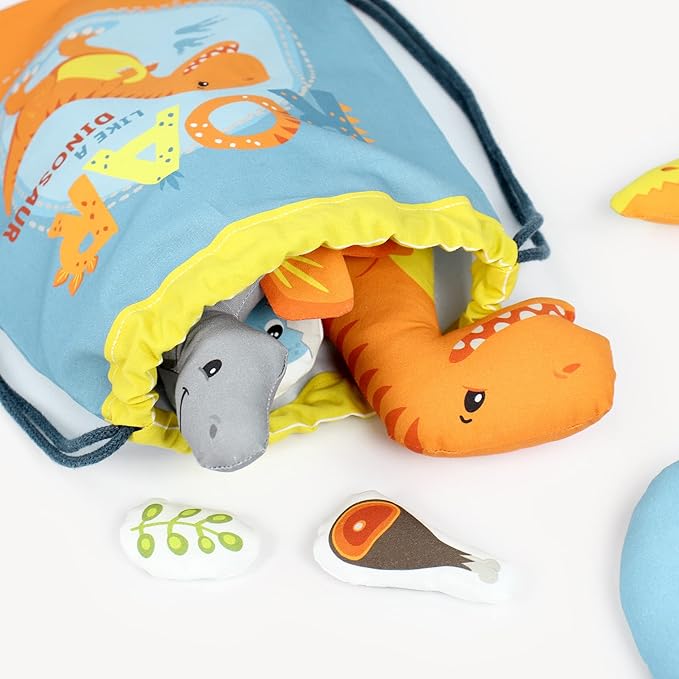 kullaloo Sewing kit for Kids Beginners - DIY Craft for Girls & Boys - Cut & Sew Fabric Panel Dinosaur (Dino Friends)