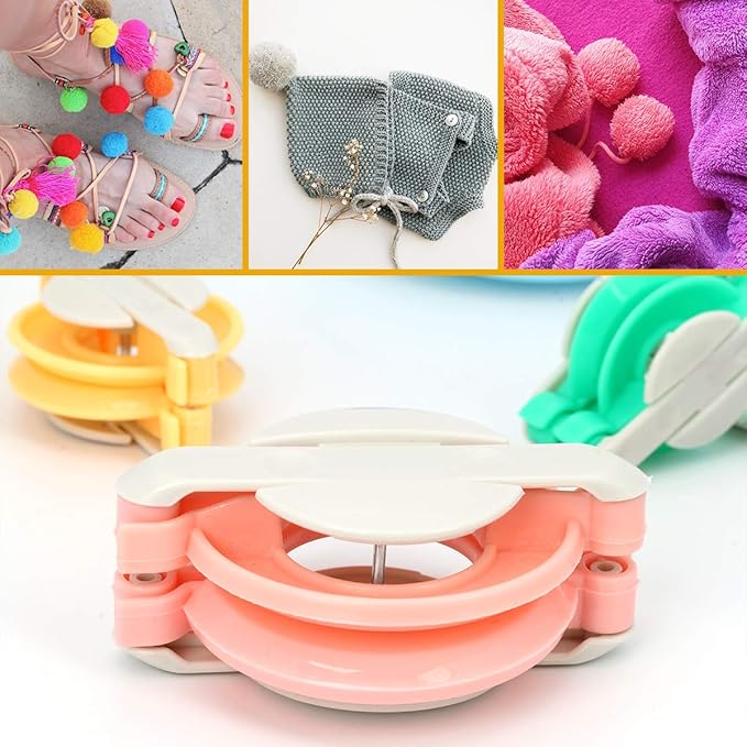 Zhaoyao Pompom Makers 4 Size Pom Poms Maker Tool Set DIY Fluff Ball Weaver for DIY Wool Yarn Knitting Craft Project with Cutter Scissors (Pompom Makers with Cutter Scissors)