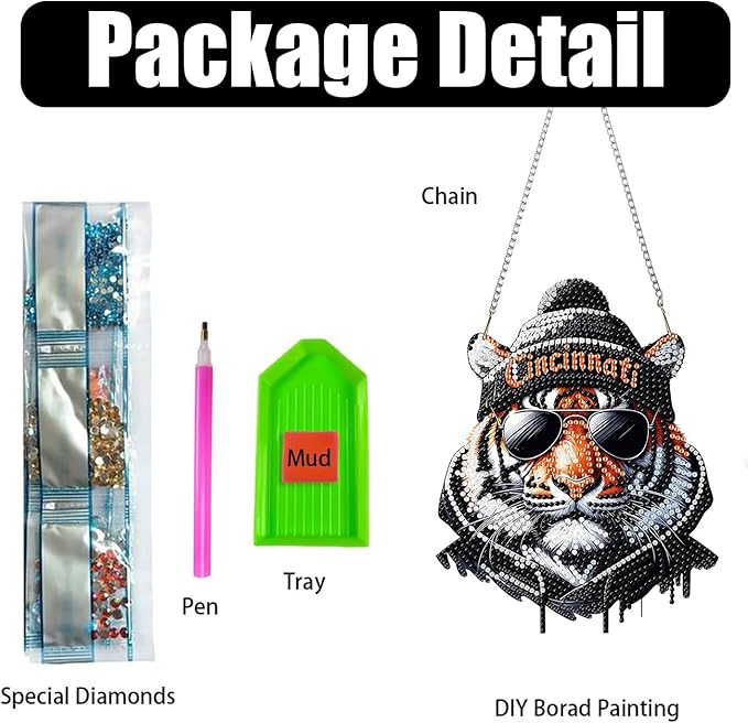 DIY Diamond Art Hanging Kit for Adult,Acrylic Diamond Art Painting Window Pendants Home Garden Wall Hanging Kits Hanging Ornament,Football Style (Cincinnati Red)