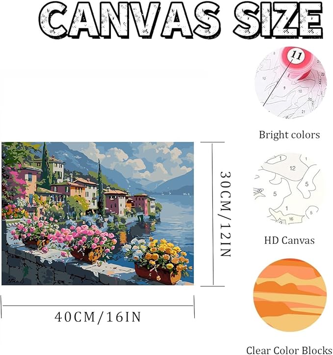 Paint by Numbers for Adults Beginner, Nature Landscape Lake Adult Paint by Number Kits on Canvas, DIY Flower Acrylic Oil Easy Painting by Numbers for Home Wall Decor 12X16 inch (Without Frame)