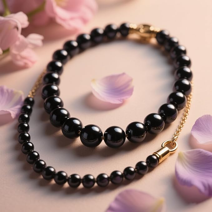 Laopottbeads 1225 Pcs Black 5 Size Pearl Beads for Jewelry Making Round Pearl DIY Kit for Bracelets, Earrings, Necklaces & Anklets