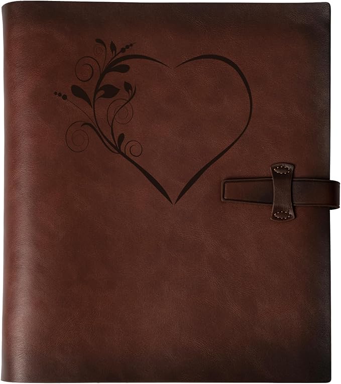 Photo Album 4x6 200 Photos, Genuine Leather Photo Albums with Writing Space with 30 Writing Paper, Travel Family Wedding Kids Graduation Ultrasound Baby Picture Album Scrapbook Photo Album（LOVE）