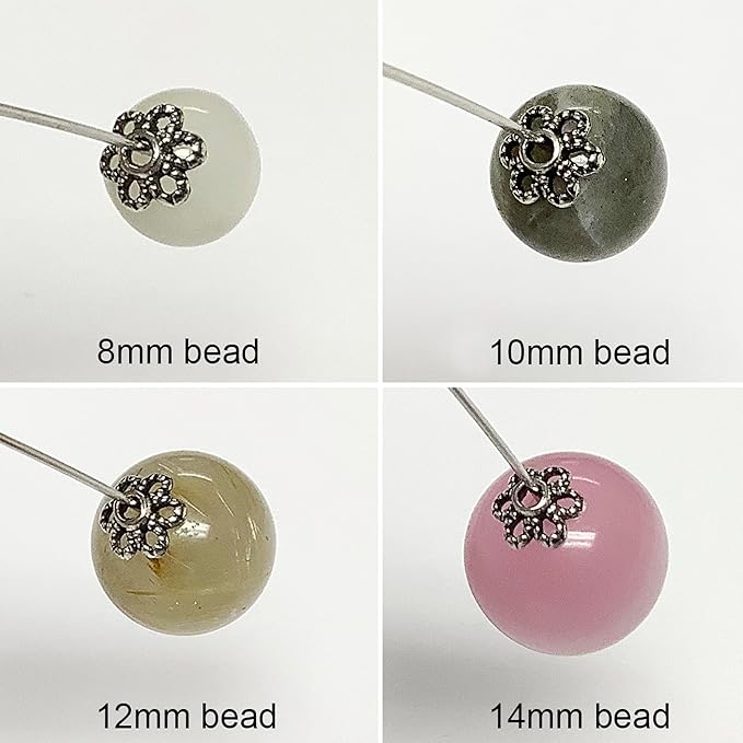 Heather's cf Flower Bead Caps Custom Fancy Charm Jewelry Making Spacer Kit Findings Bulk Vintage for Bracelets Earrings Necklaces Rings Beading Supplies Craft Non Tarnish DIY (Silver Tone - 500 Pcs)