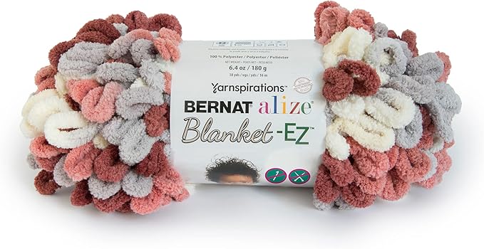 Bernat Alize Blanket-EZ Super Soft Looped Yarn for Beginners, Hand Knitting- No Needles or Hooks Needed, Warm Clay, 2 Pack