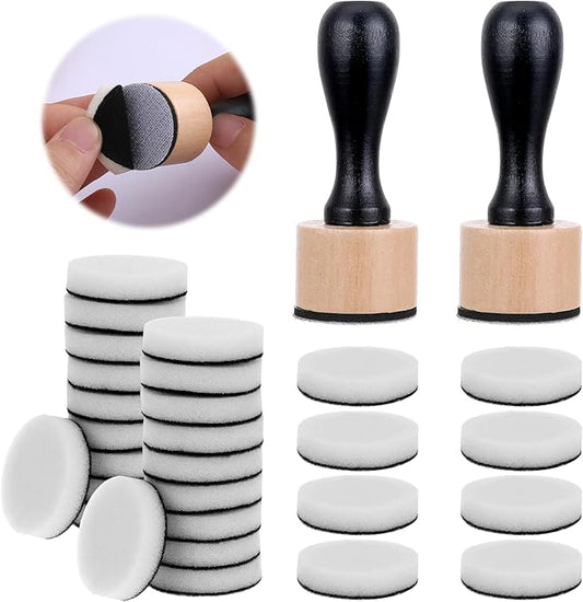 26 Pack Mini Round Ink Blending Tool with Foams Set Including 24PCS Replacement Refill Sponge, Refill Foam Tool No More Inky Fingers Ink Blending Tool with Spare Pads for Foam Scrapbooking Craft Stamp