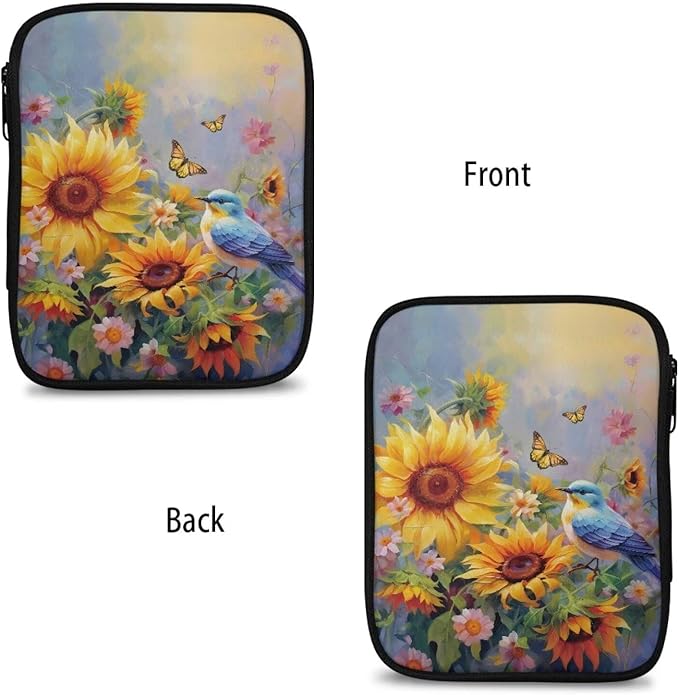 Hechitok Hummingbird Sunflower Crochet Hook Case Zipper Storage Organizer Bag with Pockets for Various Crochet Needles/Knitting Accessories/Crochet Hook Kit Tools