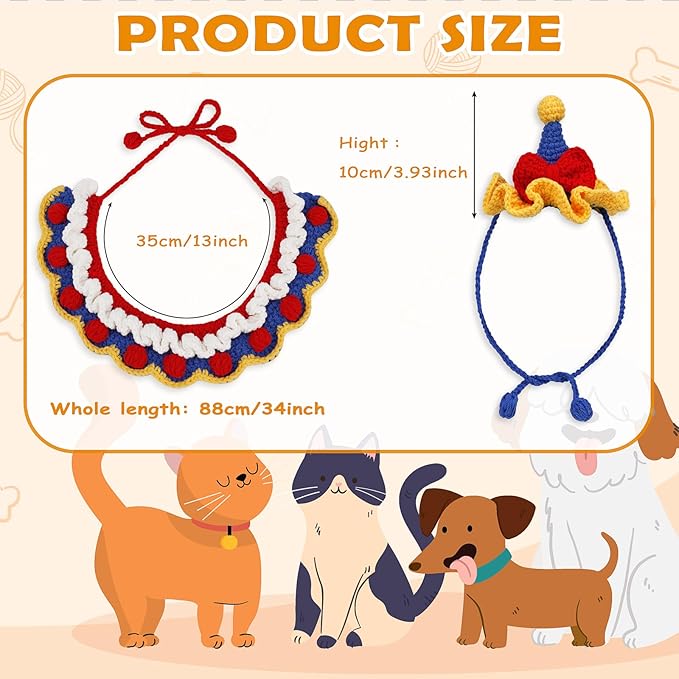 Alvian Crochet Kit for Beginners Adults Cat Collar Kit Crochet Starter Kit Adjustable Knitted Crochet Pet Scarf Hat Set with Video Tutorial Handmade Crochet Pet Gift