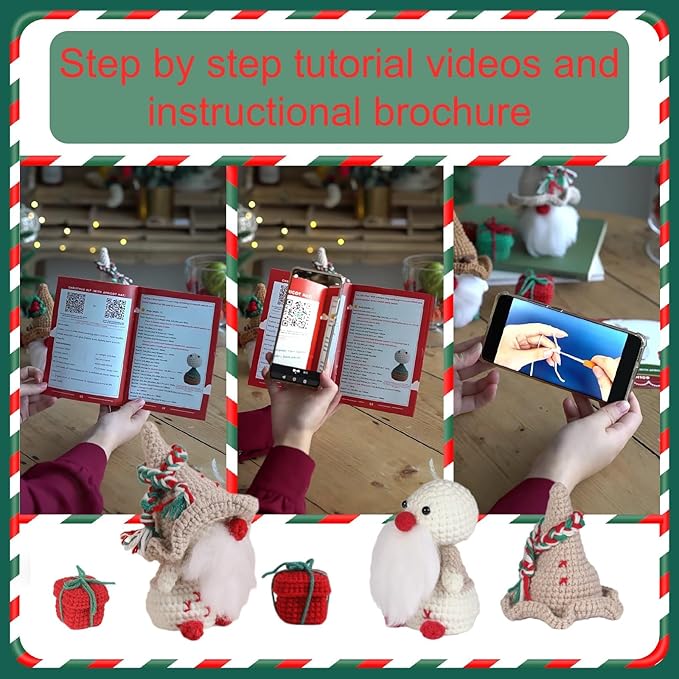 Generic Crochet Kit - Beginner Friendly with Step-by-Step Videos & Patterns (Christmas Donuts)