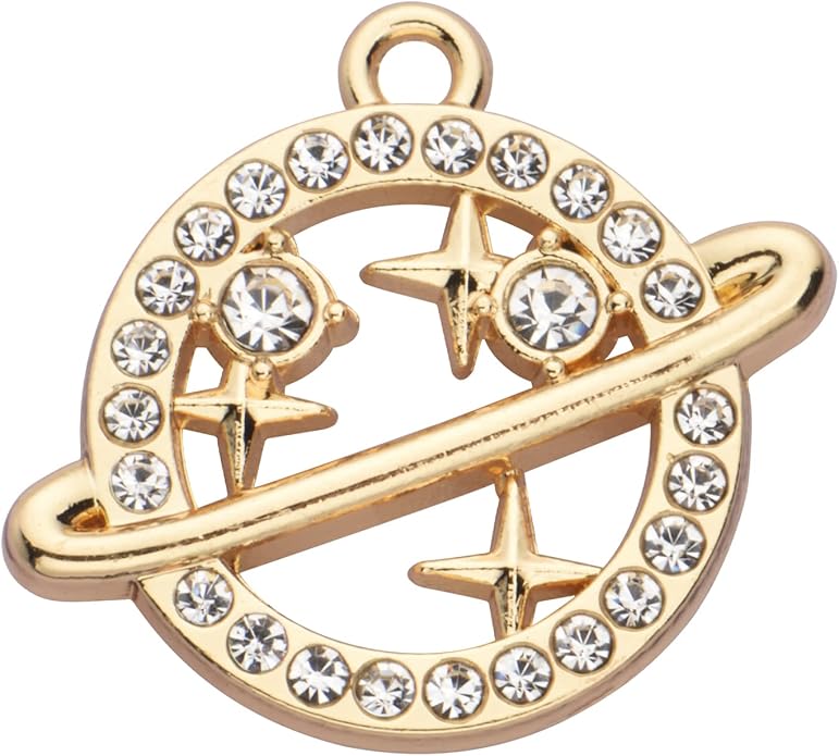 Pack of 20 Rhinestone Charms Gold Plated Pendants Pave Crystal Accessories for Necklace Bracelet Jewelry Making DIY Crafting