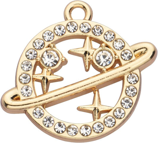 Pack of 20 Rhinestone Charms Gold Plated Pendants Pave Crystal Accessories for Necklace Bracelet Jewelry Making DIY Crafting