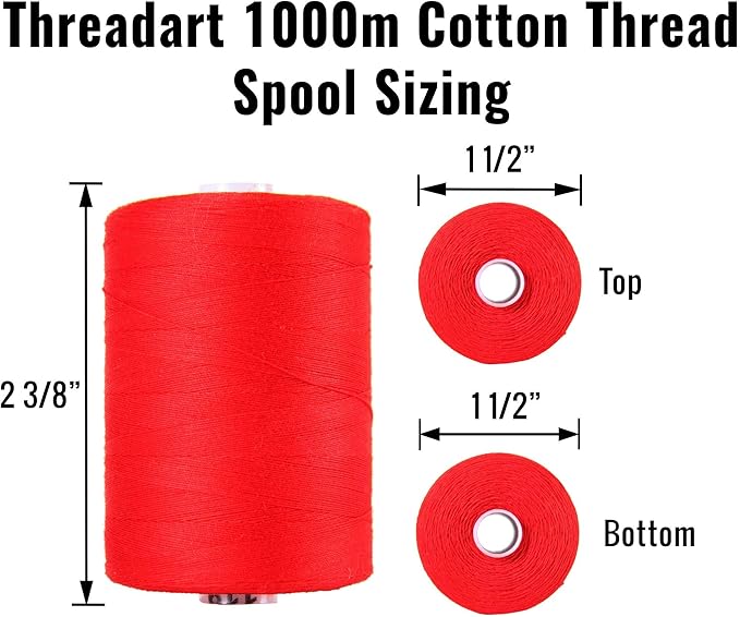 Threadart 100% Cotton Thread | for Quilting, Sewing, and Serging | 1000M Spools 50/3 Weight | Aqua 605