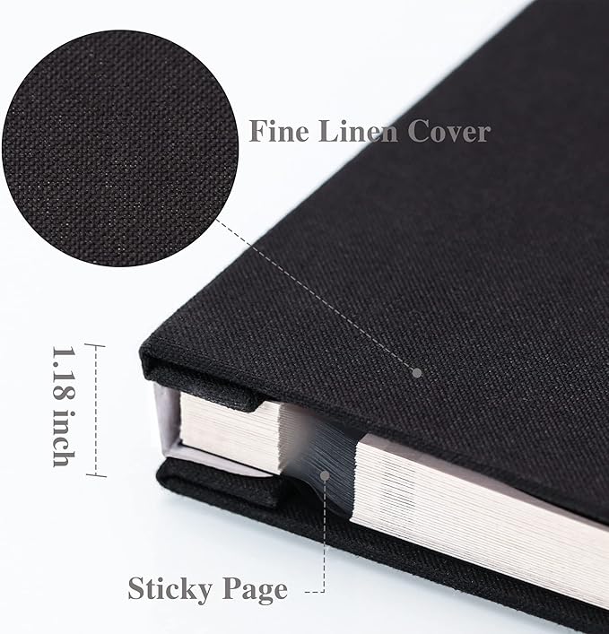 Vienrose Large Photo Album Self Adhesive for 4x6 8x10 10x12 Pictures Magnetic Scrapbook Album DIY 13" X 12.6" 60 Blank Pages with A Metallic Pen