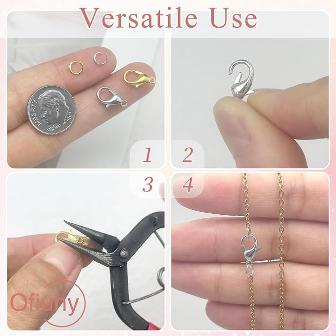 700Pcs Lobster Claw Clasps and Open Jump Rings Set, 12MM Necklace Clasp and Closures for DIY Jewelry Making Supplies