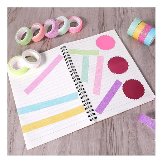24 Rolls Glitter Washi Tape Set Washi Masking Tape Decorative Adhesive Tapes for Scrapbooking DIY Crafts Crafters Embellished Journals Planners Cards Gift Wrapping Ribbons Wedding(15 mm*2m)