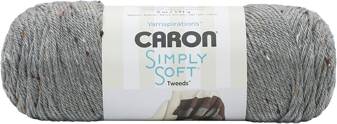 Caron Simply Soft Gray Heather Tweeds Yarn - 3 Pack of 141g/5oz - Acrylic - 4 Medium (Worsted) - 240 Yards - Knitting/Crochet