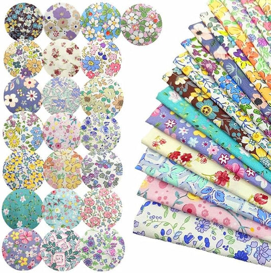 22Pcs 10" Fabric Squares No Repeat Precut Cotton,Wavy Edge Quilting Supplies,DIY Sewing Color Analysis Draping Kit Material Assorted Floral