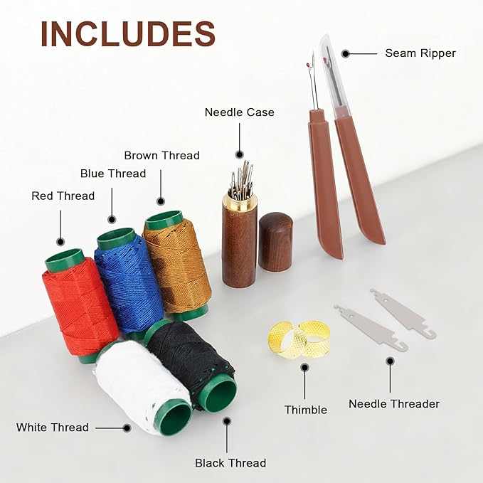 Steel Needles for Hand Sewing, Portable DIY Hand Embroidery Needles, 38 Pieces Big Eye Stainless Steel Sewing Needles Kit, Cross-Stitch, Thread, Tapestry, and Fabric Mending (41)