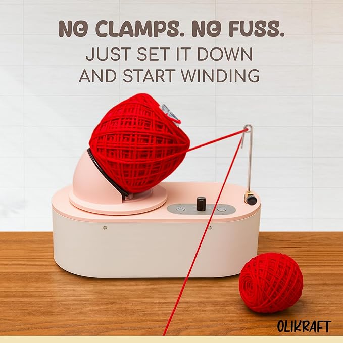 Olikraft Tabletop Electric Yarn Winder for Crocheting | Swift Electric Yarn Ball Winder Large Capacity | Ball Winders | Cake Winders | No Tensioner Included | No Clamp Required (Patented)