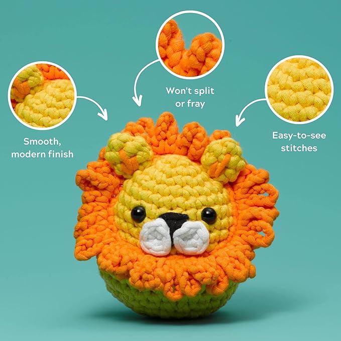 Woobles Easy Peasy Yarn for Beginners with Easy-to-See Stitches - Crochet & Knitting Yarn - Worsted Medium #4 - Cotton-Nylon Blend