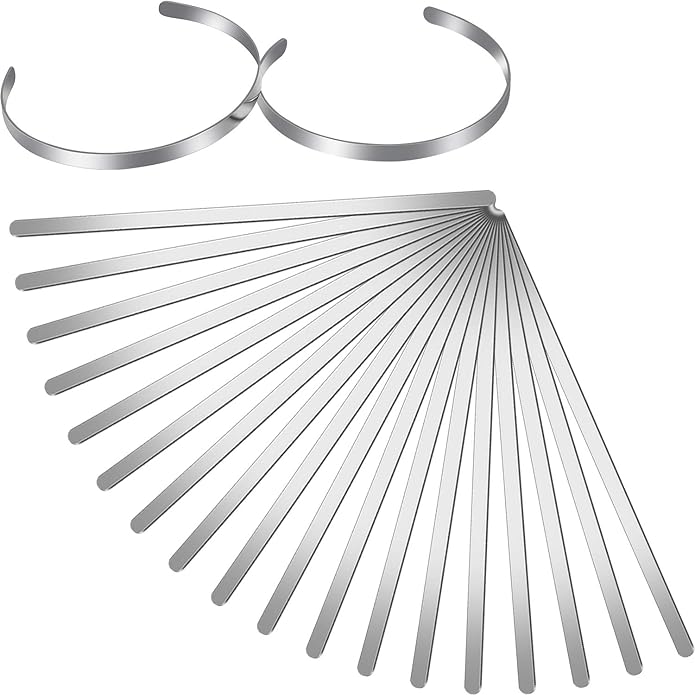 Hicarer 18 Pieces Adjustable Cuff Bracelet Blanks - Stainless Steel Bangle for DIY Jewelry Making, 1/5 x 6 Inch