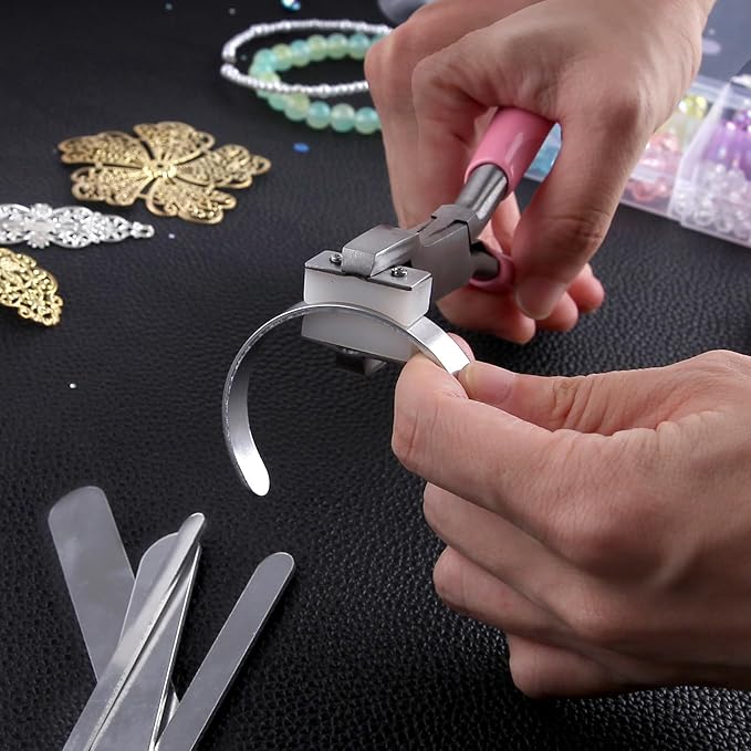 Bracelet Bending Pliers Kit with 9 Aluminum Blanks, Bracelet Bender for Making Cuffs, Metal Stamping