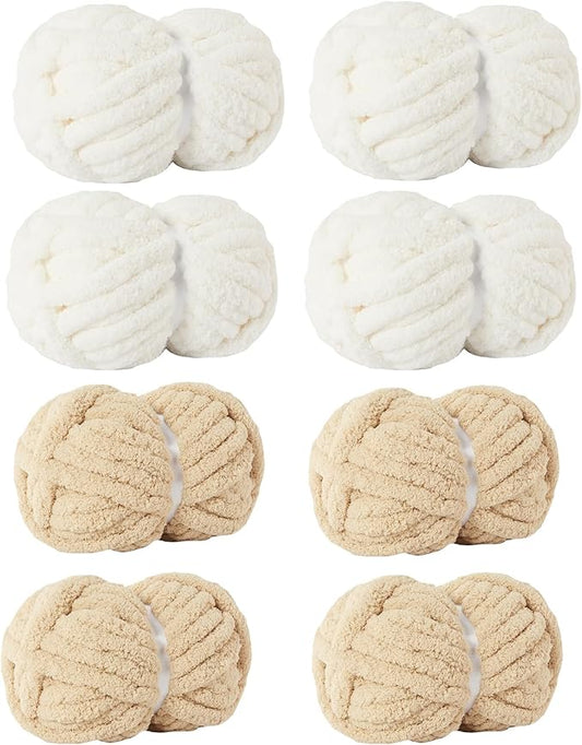 Assorted Chunky Yarn for Hand Knitting,Soft Jumbo Bulky Fluffy Chenille Yarn for Crocheting,Blanket Scarf DIY,8 Pack(28yds, 8 Ounces Each)