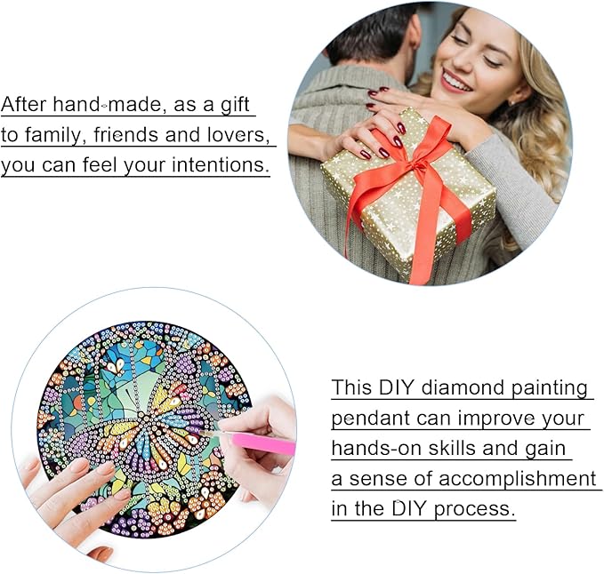 JISHSHAY 2 Pcs Diamond Painting Pendant Kits - Butterfly & Special Shape Diamond Art - Suncatchers & Hanging Art - Window Clings & Decor