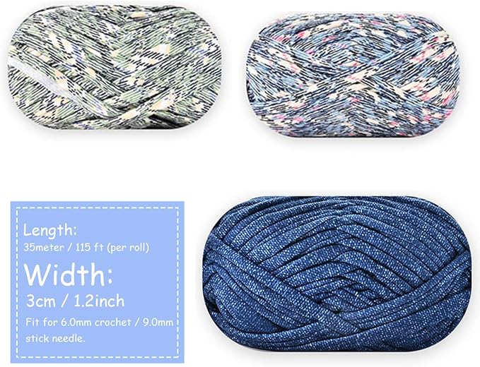 iSuperb 1 Pack Knitting Yarn Colorful Cloth T-Shirt Yarn Fabric Crochet Cloth for DIY Knitted Art Basket Bag - 100g