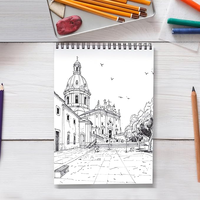 Crehatos 9" x 12" Sketch Book, Top Spiral Bound Sketch Pad, 100 Sheets Each 68lb/100gsm Drawing Paper, 2 Pack