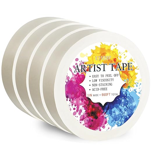 Low Tack White Artist Tape for Watercolor Paper Drafting Art Masking Tape Acid Free Painter Watercolor Tape for Painting Canvas Framing, 1 inch Wide 660FT Long Total