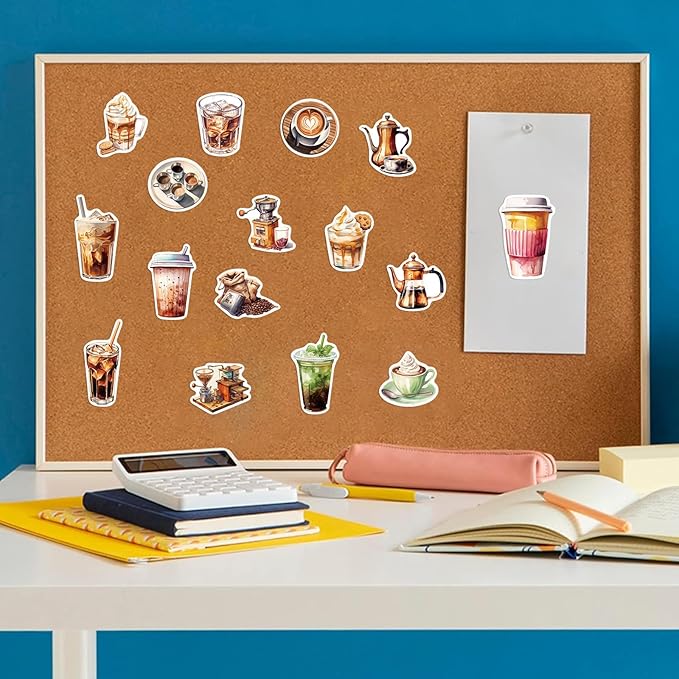 115 Pieces Coffee Drink Scrapbook Supplies Pack, Vintage Decorative Craft Paper Aesthetic Vinyl Stickers Ephemera for Bullet Junk Journal Planner Album Decoupage Collage