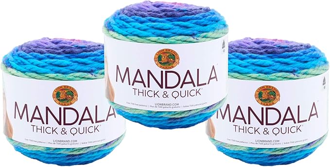 (3 Pack) Lion Brand Yarn Mandala Thick & Quick Bulky Yarn, Vortex