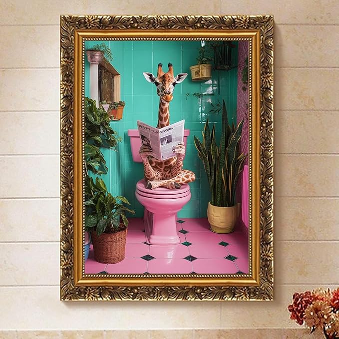 ARPADAMO Diamond Art Kits for Adults,5D Funny Diamond Painting DIY Giraffe Diamond Art Diamond Painting Kits for Adult,Round Full Drill Diamonds, Diamond Art Kits for Home Decor-12x16inch