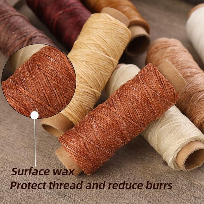 BUTUZE 660 Yards Leather Sewing Waxed Thread - 150D 55 Yards Per Spool Stitching Thread for Leather Craft DIY, Bookbinding,Shoe Repairing, Hand Sewing