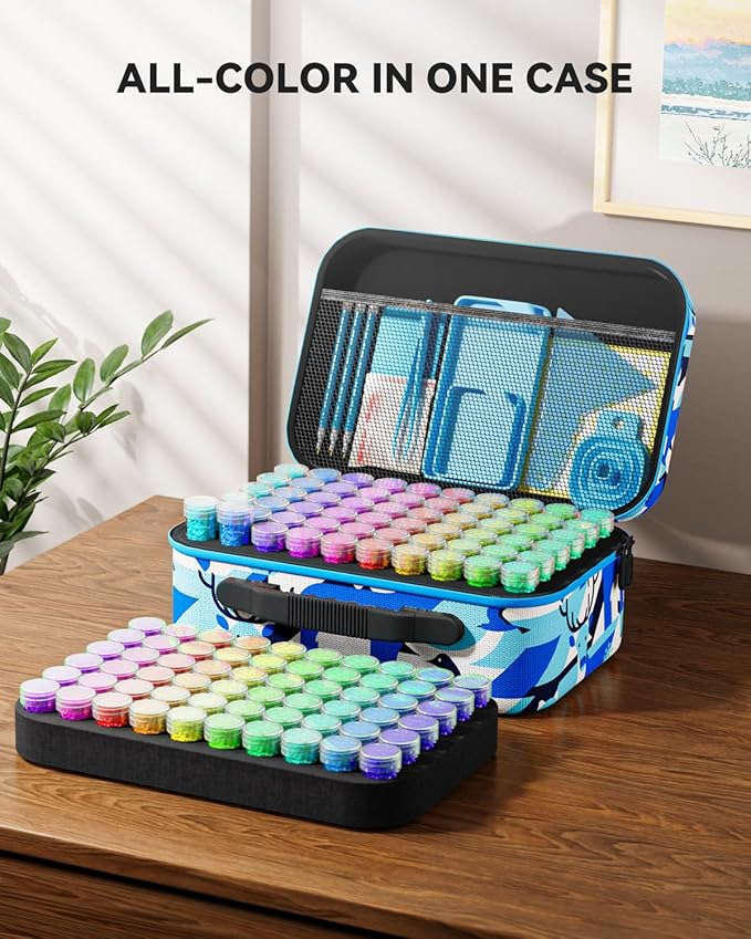 ARTDOT 120 Slots Storage Container for Diamond Art Kits for Adults, Portable Bead Storage Boxes for Diamond Painting Accessories and Tools