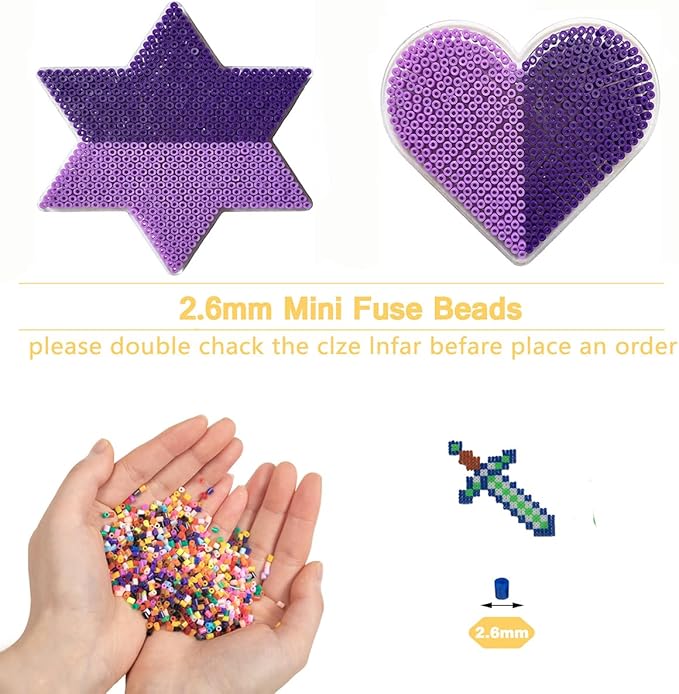 ZLLBTMO 39000 Pcs Fuse Beads Kit for Craft Making 72 Colors 2.6mm Mini Small Iron Beads Set for Aduld, with Box, 4 Pegboards, 1 Drawing, 1 Tweezers, 5 Ironing Paper