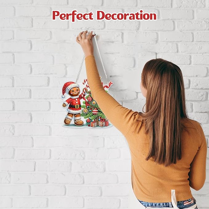GHHKUD Hanging Diamond Art Christmas Pendants Kits, DIY Hanging Decoration Double Sided Christmas Tree Diamond Pinting Ornaments for Adults Kids Gifts for Home Decor