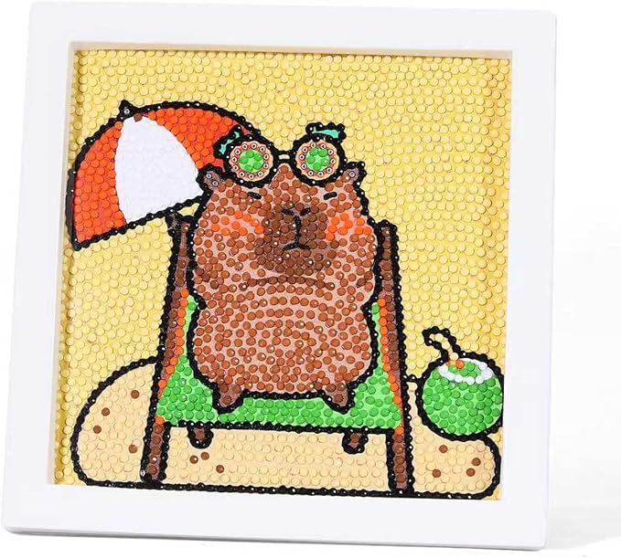 Mangpung Capybara Diamond Art Kits for Beginners, Capybara Diamond DIY Painting Kits, Full Drill Diamond Dots Paintings, Paint with Diamonds Pictures Art Painting DIY Crafts Kit Gift for DIY Lovers