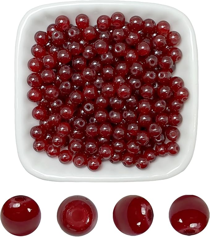 6mm Round Glass Beads for Jewelry Making, 900Pcs Glass Seed Beads for Bracelets, DIY Crafts (Burgundy)