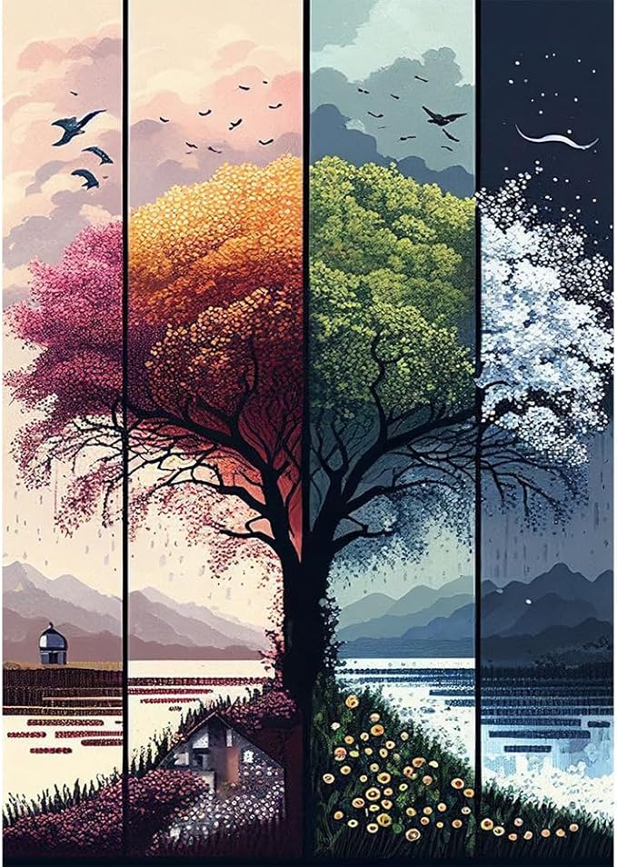 Tree Stamped Cross Stitch Kits for Beginners Adults,Landscape Dimensions Needlepoint Art Crafts,Counted Cross Stitch Kits Embroidery Kits for Beginners Adults for Home Decor 11.8x15.7inch