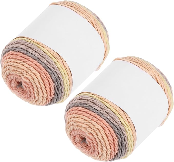 MECCANIXITY Cotton Acrylic Yarn for Crocheting, 422 Yard 5 Ply Soft Gradient Yarn Acrylic 45% Cotton 55% Used for DIY Knitting Blankets Scarves(2 Packx100g,Yellow,Gray,Orange)