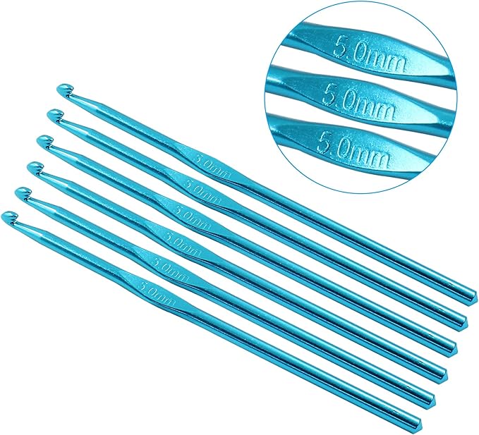 Cionyce 6 Pack h/8 5mm Aluminum Crochet Hook, US Size H (Size 8) Crochet Needle for DIY Craft Yarn Knitting Needles